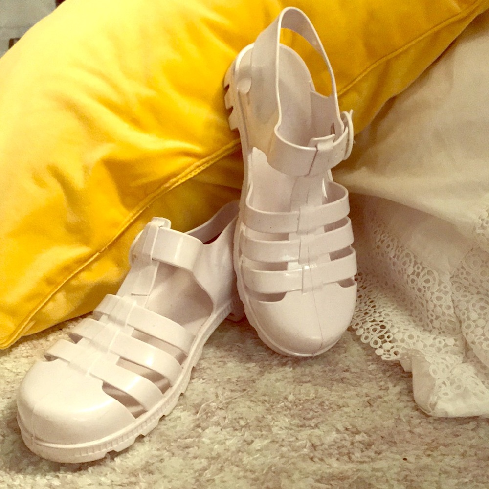 White jelly sandals